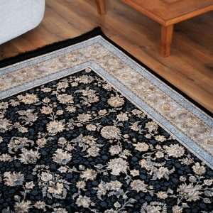 فرش ماشینی 700 شانه تراکم 2550 طرح فرنوش سرمه ای