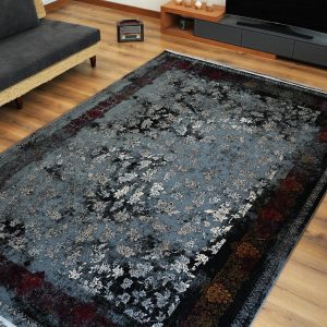 فرش ماشینی 700 شانه تراکم 2550 طرح سپیده سرمه ای